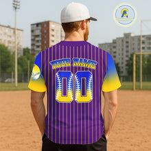 Load image into Gallery viewer, Custom Purple Pinstripe Button Up Baseball Shirt For Men Classic Youth Baseball Jerseys NYN0813
