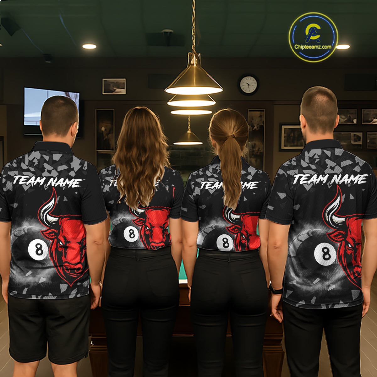 Grey Smokes Ball 8 Pool Billiard Shirts For Women Custom Funny Bull Billiard Team Jerseys NYN2297