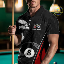 Load image into Gallery viewer, Grey Grunge Eagle Billiard Shirts For Men Custom Pool 8 Ball Billiard Team Jerseys NYN2299