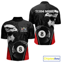 Load image into Gallery viewer, Grey Grunge Eagle Billiard Shirts For Men Custom Pool 8 Ball Billiard Team Jerseys NYN2299