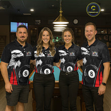 Load image into Gallery viewer, Grey Grunge Eagle Billiard Shirts For Men Custom Pool 8 Ball Billiard Team Jerseys NYN2299