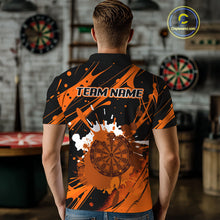 Load image into Gallery viewer, Splashed Color Dartboard Grunge Men's Darts Shirt Custom Name &amp; Team | Opt1 - Orange NYN0648