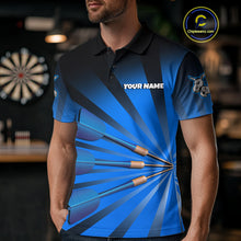 Load image into Gallery viewer, Goat Dartboard &amp; Dart Arrow Funny Darts Shirt For Men Custom Name &amp; Team | Opt1 - Blue NYN0670