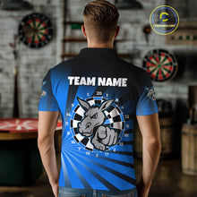 Load image into Gallery viewer, Goat Dartboard &amp; Dart Arrow Funny Darts Shirt For Men Custom Name &amp; Team | Opt1 - Blue NYN0670