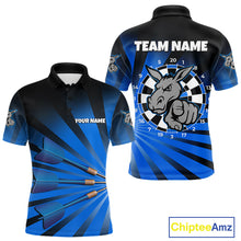 Load image into Gallery viewer, Goat Dartboard &amp; Dart Arrow Funny Darts Shirt For Men Custom Name &amp; Team | Opt1 - Blue NYN0670
