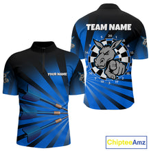 Load image into Gallery viewer, Goat Dartboard &amp; Dart Arrow Funny Darts Shirt For Men Custom Name &amp; Team | Opt1 - Blue NYN0670