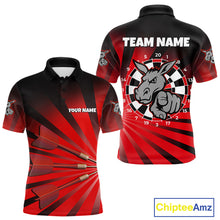 Load image into Gallery viewer, Goat Dartboard &amp; Dart Arrow Funny Darts Shirt For Men Custom Name &amp; Team | Opt2 - Red NYN0671