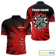 Load image into Gallery viewer, Goat Dartboard &amp; Dart Arrow Funny Darts Shirt For Men Custom Name &amp; Team | Opt2 - Red NYN0671