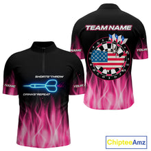 Load image into Gallery viewer, US Flag Dartboard &amp; Dart Arrows Custom Flaming Darts Shirt For Men | Opt1 - Pink NYN0676