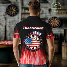 Load image into Gallery viewer, US Flag Dartboard &amp; Dart Arrows Custom Flaming Darts Shirt For Men | Opt2 - Red NYN0677