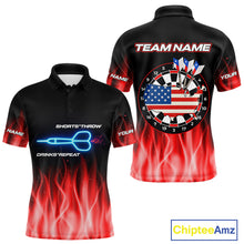 Load image into Gallery viewer, US Flag Dartboard &amp; Dart Arrows Custom Flaming Darts Shirt For Men | Opt2 - Red NYN0677