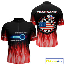 Load image into Gallery viewer, US Flag Dartboard &amp; Dart Arrows Custom Flaming Darts Shirt For Men | Opt2 - Red NYN0677