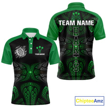 Load image into Gallery viewer, Armor-Style Tribal Green Dartboard Men's Darts Shirt - Custom Name For Darts Jersey NYN0432