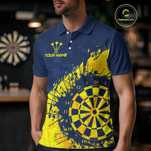 Load image into Gallery viewer, Blue And Yellow Dartboard Grunge Darts Shirt For Men - Custom Name For Darts Player NYN0689