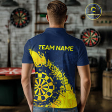 Load image into Gallery viewer, Blue And Yellow Dartboard Grunge Darts Shirt For Men - Custom Name For Darts Player NYN0689