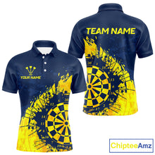 Load image into Gallery viewer, Blue And Yellow Dartboard Grunge Darts Shirt For Men - Custom Name For Darts Player NYN0689