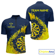 Load image into Gallery viewer, Blue And Yellow Dartboard Grunge Darts Shirt For Men - Custom Name For Darts Player NYN0689