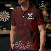 Load image into Gallery viewer, Red Galaxy Tiger Dartboard Men's Darts Team Shirt - Custom Name For Darts Jersey NYN0467