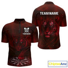 Load image into Gallery viewer, Red Galaxy Tiger Dartboard Men's Darts Team Shirt - Custom Name For Darts Jersey NYN0467