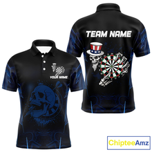 Load image into Gallery viewer, USA Gothic Skull Dartboard Men's Darts Team Shirt - Custom Name For Players NYN0480
