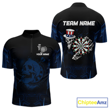 Load image into Gallery viewer, USA Gothic Skull Dartboard Men's Darts Team Shirt - Custom Name For Players NYN0480
