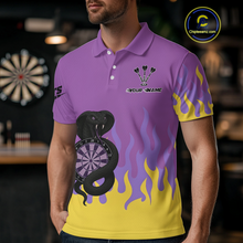 Load image into Gallery viewer, Purple Dartboard &amp; Dark Cobra - Men's Darts Team Shirt - Custom Name For Players NYN0491
