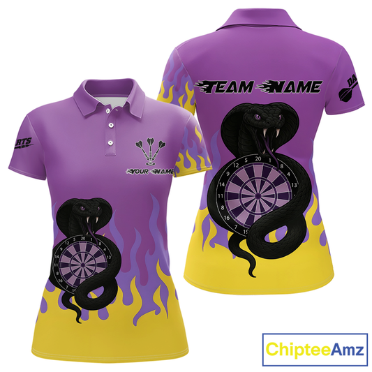 Purple Dartboard & Dark Cobra - Women's Darts Team Shirt - Custom Name For Players NYN0491