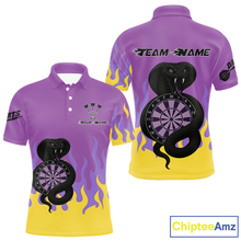 Load image into Gallery viewer, Purple Dartboard &amp; Dark Cobra - Men's Darts Team Shirt - Custom Name For Players NYN0491