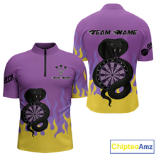 Load image into Gallery viewer, Purple Dartboard &amp; Dark Cobra - Men's Darts Team Shirt - Custom Name For Players NYN0491