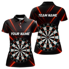 Load image into Gallery viewer, Women's Personalized Darts Shirt With Red Laser Streaks And Dual Dartboards NYN0268