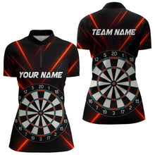 Load image into Gallery viewer, Women's Personalized Darts Shirt With Red Laser Streaks And Dual Dartboards NYN0268