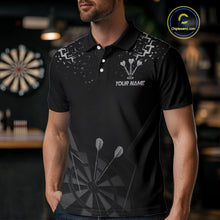Load image into Gallery viewer, Personalized Dart Shirt For Men With Black Dartboard And Silver Darts Arrows NYN0281