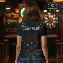 Load image into Gallery viewer, Personalized Dart Shirt For Women With Black Dartboard And Silver Darts Arrows NYN0281