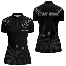 Load image into Gallery viewer, Personalized Dart Shirt For Women With Black Dartboard And Silver Darts Arrows NYN0281