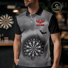 Load image into Gallery viewer, Grim Reaper With Grey Smoke Black Dartboard Darts Shirt For Men - Custom Darts Jersey NYN0535