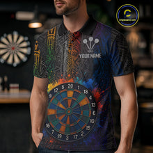 Load image into Gallery viewer, Custom Men's Darts Shirt With Splashed Art Dartboard And Multi Color Pattern NYN0292