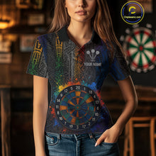 Load image into Gallery viewer, Custom Women's Darts Shirt With Splashed Art Dartboard And Multi Color Pattern NYN0292