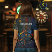 Load image into Gallery viewer, Custom Women's Darts Shirt With Splashed Art Dartboard And Multi Color Pattern NYN0292