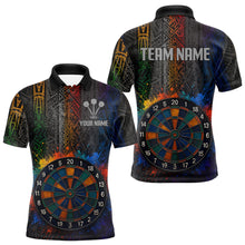 Load image into Gallery viewer, Custom Men's Darts Shirt With Splashed Art Dartboard And Multi Color Pattern NYN0292