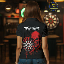 Load image into Gallery viewer, Custom Women's Darts Shirt With Blood Skull Holding Dartboard, Darts Jersey NYN0294