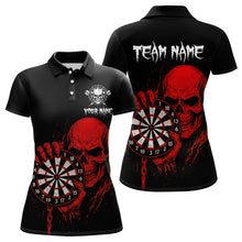 Load image into Gallery viewer, Custom Women's Darts Shirt With Blood Skull Holding Dartboard, Darts Jersey NYN0294