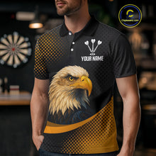 Load image into Gallery viewer, Custom Men’s Darts Shirt, Pearl Eagle With Yellow Halftone And Smoky Dartboard NYN0302