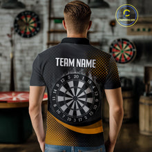 Load image into Gallery viewer, Custom Men’s Darts Shirt, Pearl Eagle With Yellow Halftone And Smoky Dartboard NYN0302