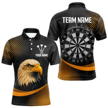 Load image into Gallery viewer, Custom Men’s Darts Shirt, Pearl Eagle With Yellow Halftone And Smoky Dartboard NYN0302
