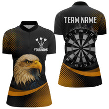 Load image into Gallery viewer, Custom Women’s Darts Shirt, Pearl Eagle With Yellow Halftone And Smoky Dartboard NYN0302