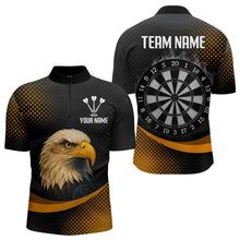 Load image into Gallery viewer, Custom Men’s Darts Shirt, Pearl Eagle With Yellow Halftone And Smoky Dartboard NYN0302