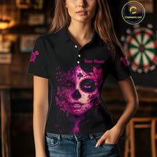 Load image into Gallery viewer, Women’s Darts Team Shirt - Blossom Skull &amp; Floral Dartboard | Custom Name Option NYN0315