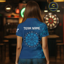 Load image into Gallery viewer, Women’s Darts Team Shirt - Navy Camo Pattern And Dartboard | Custom Name Option NYN0317