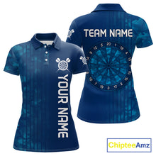 Load image into Gallery viewer, Women’s Darts Team Shirt - Navy Camo Pattern And Dartboard | Custom Name Option NYN0317