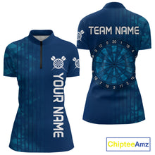 Load image into Gallery viewer, Women’s Darts Team Shirt - Navy Camo Pattern And Dartboard | Custom Name Option NYN0317